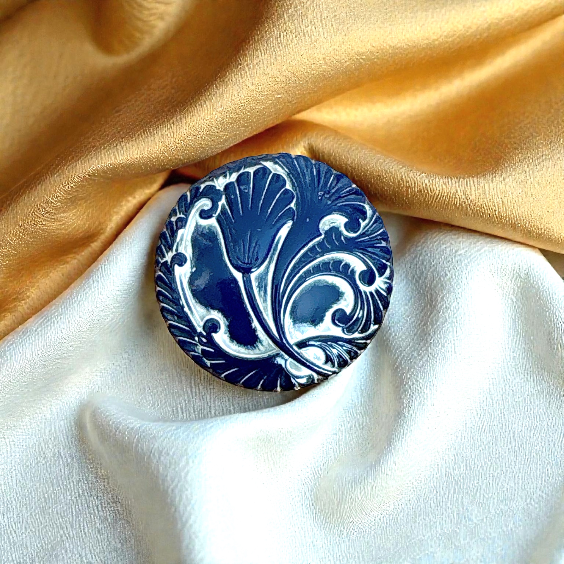 蒼華 -Souka-［帯留め］チェコガラス / 着物