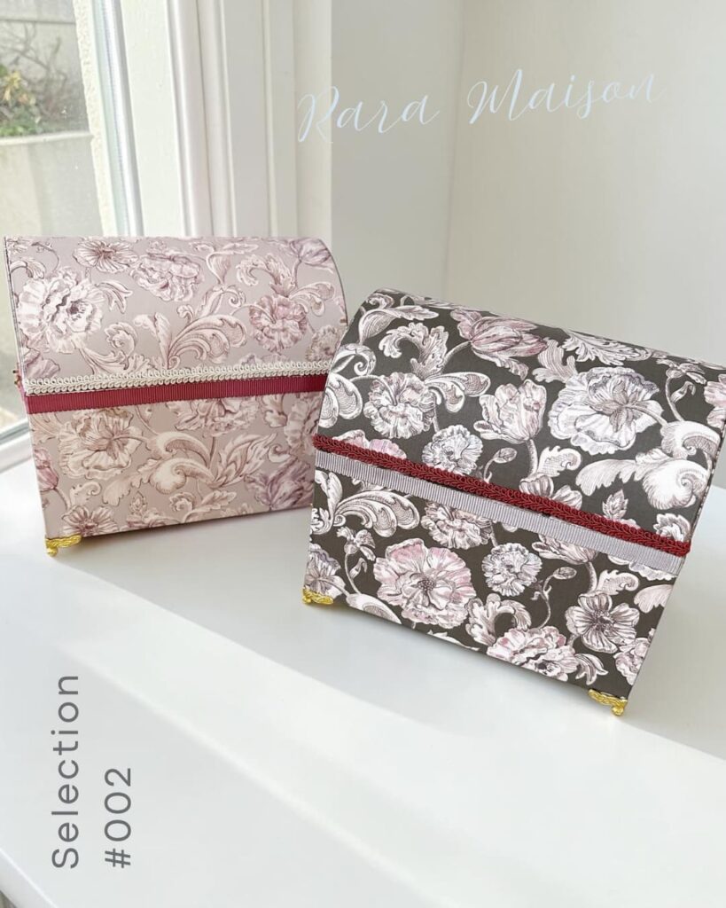 LIBERTY・Keym Eclat生地を使用したRara MaisonのカルトナージュアクセサリーBOX